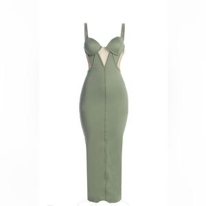 JLUXLABEL Strapless Olive Green Dress